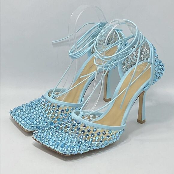 Bottega Veneta Stretch Embellished Ankle Strap High Heel Pumps size 41 - Picture 4 of 16